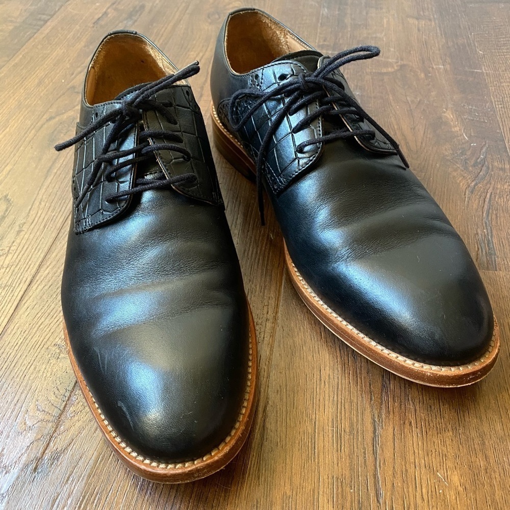 Warfield & Grand Archer Black Leather Oxford SZ 8 - Picture 2 of 15